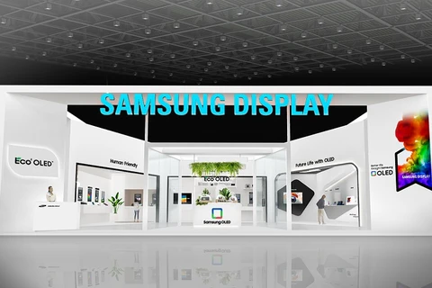 Gian hàng triển lãm của Samsung Display tại IMID 2021, trong một bức ảnh do công ty cung cấp vào ngày 24/8/2021. (Nguồn: koreabizwire.com)