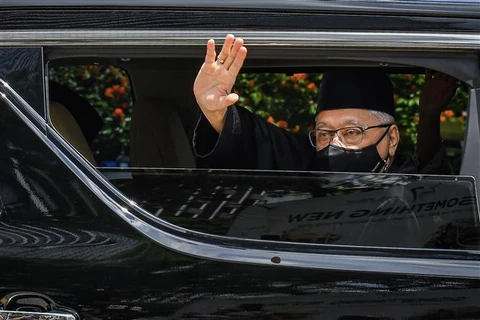 Tân Thủ tướng Malaysia Ismail Sabri Yaakob trên đường tới Hoàng cung ở Kuala Lumpur để tuyên thệ nhậm chức, ngày 21/8/2021. (Ảnh: THX/TTXVN)