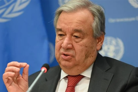 Tổng thư ký Liên hợp quốc Antonio Guterres phát biểu tại một cuộc họp ở New York (Mỹ). (Ảnh: AFP/TTXVN)