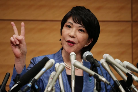 Hạ nghị sỹ Sanae Takaichi phát biểu trong cuộc họp báo công bố việc bà ra tranh cử trong cuộc đua vào vị trí lãnh đạo Đảng Dân chủ Tự do, ở Tokyo (Nhật Bản), ngày 8/9/2021. (Nguồn: japantimes.co.jp)
