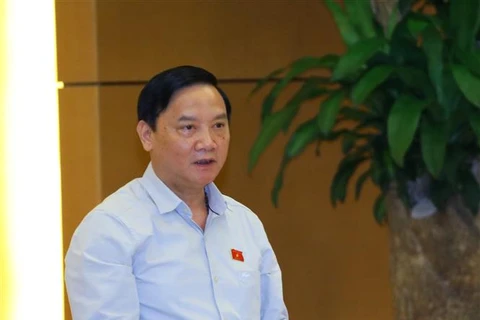 Phó Chủ tịch Quốc hội Nguyễn Khắc Định phát biểu tại một phiên họp ngày 16/9/2021. (Ảnh: Nguyễn Điệp/TTXVN)