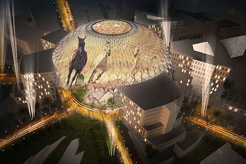 Hàng trăm máy chiếu sẽ được sử dụng để chiếu hình ảnh lên mái vòm của quảng trường Al Wasl - tâm điểm của khu tổ hợp World Expo 2020 Dubai. (Nguồn: gulfnews.com)