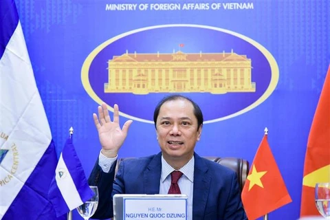 Thứ trưởng Bộ Ngoại giao Nguyễn Quốc Dũng đồng chủ trì phiên tham khảo chính trị. (Ảnh: TTXVN)