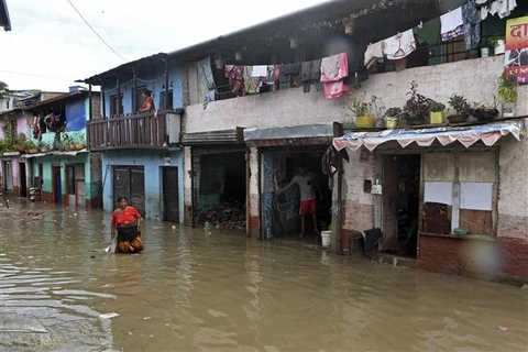 Cảnh ngập lụt tại bang Kathmandu của Nepal ngày 6/9/2021. (Ảnh: AFP/TTXVN)