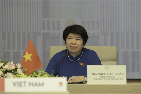 Chủ nhiệm Ủy ban Xã hội của Quốc hội Nguyễn Thúy Anh phát biểu tại hội thảo. (Ảnh: TTXVN)