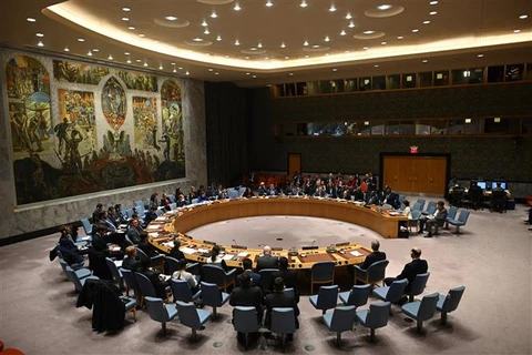 Quang cảnh một phiên họp Hội đồng Bảo an Liên hợp quốc ở New York (Mỹ). (Ảnh: AFP/TTXVN)
