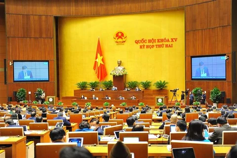 Quang cảnh phiên họp sáng 8/11/2021 - Kỳ họp thứ hai, Quốc hội khoá XV. (Ảnh: Minh Đức/TTXVN)