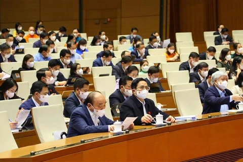 Các đại biểu dự phiên họp ngày 9/11/2021 - Kỳ họp thứ 2, Quốc hội khóa XV. (Ảnh: Văn Điệp/TTXVN)