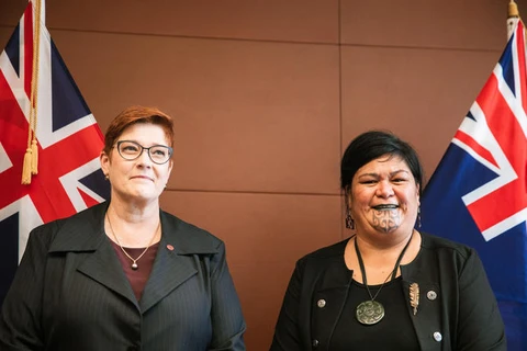 Bộ trưởng Ngoại giao Australia Marise Payne (trái) và người đồng cấp New Zealand Nanaia Mahuta. (Nguồn: rnz.co.nz)