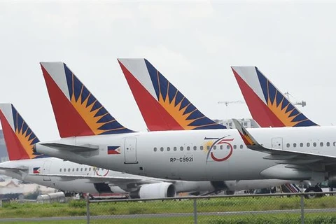 Hãng hàng không quốc gia Philippine Airlines của Philippines ngày 4/9/2021 cho biết đã đệ đơn xin bảo hộ phá sản tại Mỹ để cắt giảm nợ, trong bối cảnh hãng đang cố gắng để sống sót qua những tác động của đại dịch COVID-19. (Ảnh: AFP/TTXVN)