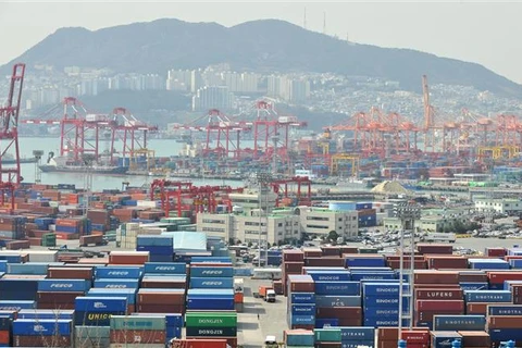 Cảng hàng hóa ở Busan (Hàn Quốc). (Ảnh: AFP/TTXVN)