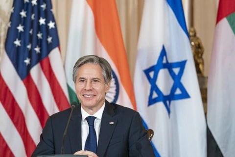 Ngoại trưởng Mỹ Antony Blinken trong cuộc họp với những người đồng cấp UAE, Ấn Độ và Israel, tại Washington D.C., ngày 18/10/2021. (Nguồn: the diplomat.com)