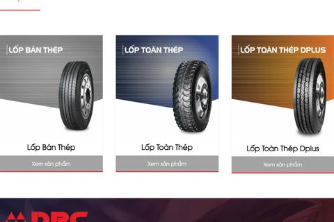 Một số sản phẩm lốp xe được giới thiệu tại website của Công ty cổ phần Cao su Đà Nẵng. (Ảnh chụp màn hình)