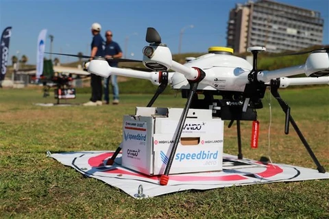 Một trong chiếc drone vận chuyển hàng hóa tại Israel. (Ảnh: Vũ Hội/TTXVN) 