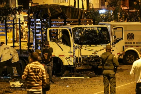 Ít nhất 11 cảnh sát bị thương trong một cuộc tấn công sử dụng chất nổ nhằm vào xe tải ở Cali (Colombia). (Nguồn: france24.com)