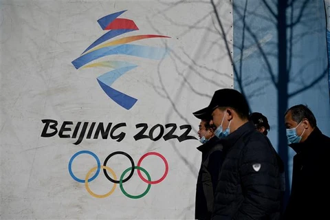 Biểu tượng Olympic mùa Đông 2022 tại Bắc Kinh (Trung Quốc), ngày 1/12/2021. (Ảnh: AFP/TTXVN)