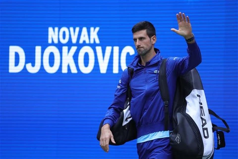 Novak Djokovic trước một trận đấu tại giải quần vợt US Open ở New York (Mỹ), ngày 12/9/2021. (Ảnh: AFP/TTXVN)