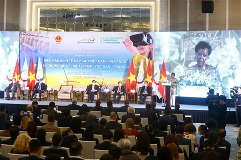 Tổng Thư ký Tổ chức Quốc tế Pháp ngữ Louise Mushikiwabo phát biểu khai mạc Diễn đàn kinh tế cấp cao Việt Nam-Pháp ngữ, tại Hà Nội sáng 24/3/2022. (Ảnh: An Đăng/TTXVN)