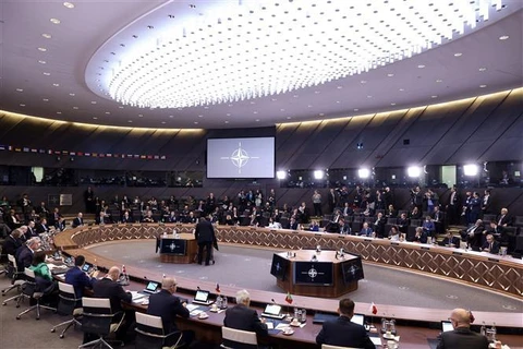 Quang cảnh hội nghị Bộ trưởng Quốc phòng NATO tại Brussels, Bỉ ngày 16/3/2022. Ảnh: AFP/TTXVN