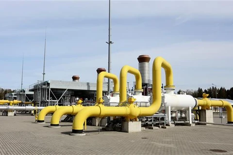 Đường ống dẫn khí đốt liên kết Ba Lan-Litva tại Jauniunai (Litva), được khánh thành ngày 5/5/2022. (Ảnh: AFP/TTXVN)