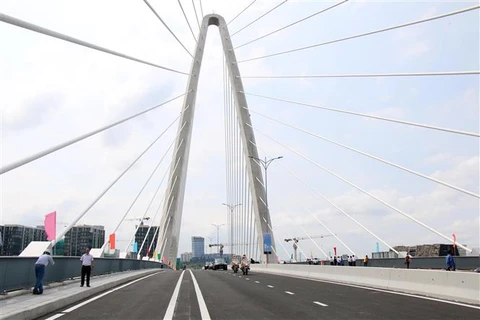 Cầu Thủ Thiêm 2 nối thành phố Thủ Đức và Quận 1, được khánh thành tại Thành phố Hồ Chí Minh ngày 28/4/2022. (Ảnh: Tiến Lực/TTXVN)