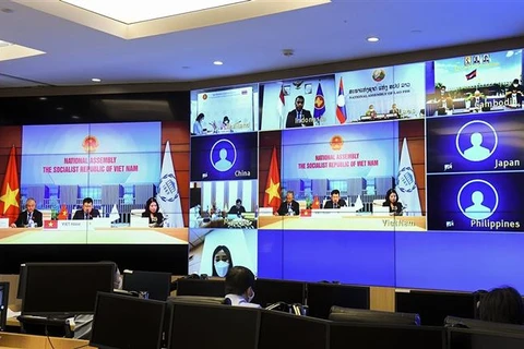 Việt Nam chủ trì cuộc họp trực tuyến Nhóm ASEAN+3 của Liên minh Nghị viện Thế giới, tháng 11/2021. (Ảnh: TTXVN phát)
