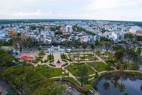 Công viên Văn hóa Hùng Vương ở trung tâm thành phố Cà Mau. (Ảnh: Huỳnh Thế Anh/TTXVN)