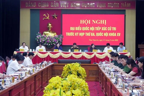 Đại tướng Phan Văn Giang tiếp xúc cử tri tỉnh Thái Nguyên trước kỳ họp thứ ba, Quốc hội khoá XV, hồi tháng 5/2022. (Ảnh: Quân Trang/TTXVN)