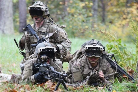 Binh sĩ Mỹ tham gia cuộc huấn luyện tại Fort Pickett, Blackstone, Virginia, ngày 27/10/2020. Ảnh: AFP/ TTXVN