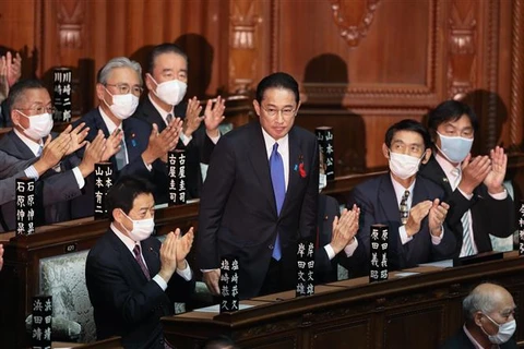 Kết quả thăm dò mới nhất cho thấy tỷ lệ ủng hộ nội các của Thủ tướng Kishida là 45%. (Ảnh: THX/TTXVN)