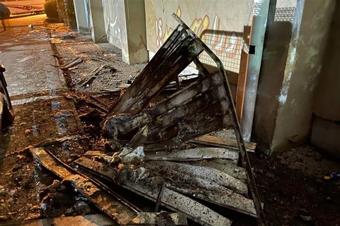 Hư hại bên trong nhà tù Evin ở thủ đô Tehran (Iran) sau vụ hỏa hoạn ngày 15/10/2022. (Ảnh: AFP/TTXVN)