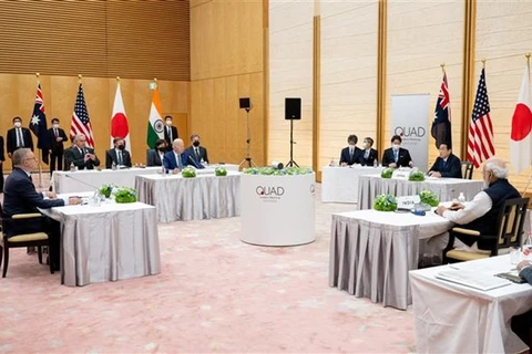 Lãnh đạo bốn nước Nhật Bản, Mỹ, Australia và Ấn Độ tại Hội nghị Thượng đỉnh nhóm Bộ Tứ ở thủ đô Tokyo, ngày 24/5/2022. (Ảnh: AFP/TTXVN)