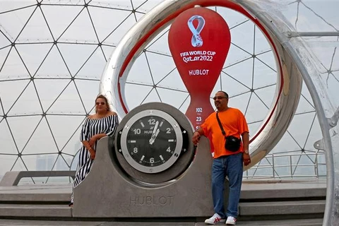 Đồng hồ đếm ngược tới World Cup 2022 tại Doha (Qatar), ngày 10/8/2022. (Ảnh: AFP/TTXVN)