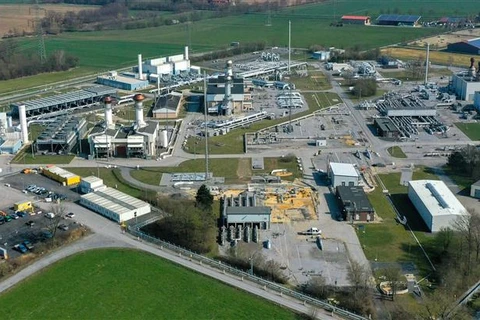 Toàn cảnh trạm nén khí của Tập đoàn khí đốt tự nhiên OGE ở Werne, miền Tây Đức ngày 24/3/2022. (Ảnh: AFP/TTXVN)