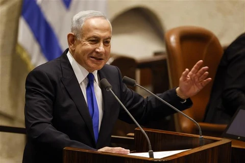 Thủ tướng Israel Benjamin Netanyahu phát biểu trước Quốc hội ở Jerusalem, ngày 29/12/2022. (Ảnh: AFP/TTXVN)