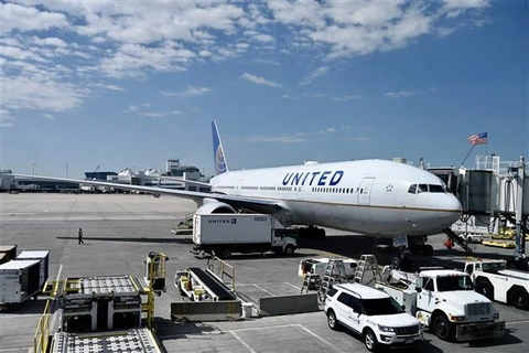 Máy bay của hãng hàng không United Airlines tại sân bay quốc tế Denver, Colorado (Mỹ). (Ảnh: AFP/TTXVN)