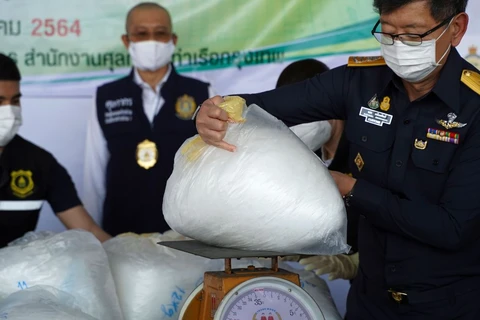 Lượng lớn ma túy đá được nhà chức trách Thái Lan thu giữ ở Bangkok, hồi tháng 12/2021. (Nguồn: CNN)