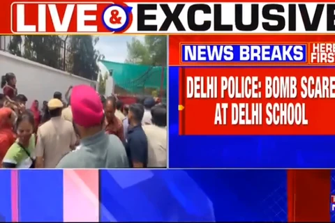 Hình ảnh trong bản tin của truyền thông Ấn Độ đưa tin về vụ đe dọa đánh bom tại trường học ở Delhi. (Nguồn: The Times of India/Ảnh chụp màn hình)