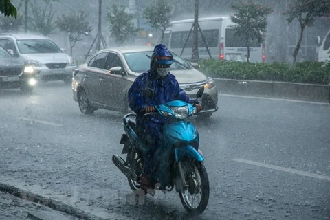 Chiều tối và đêm 4/5, nhiều khu vực trên cả nước có mưa và dông. (Ảnh: Lê Minh Sơn/Vietnam+)