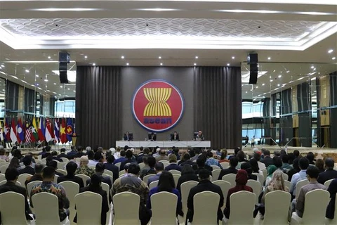 Toàn cảnh cuộc gặp Đại sứ các nước đối tác tại Ban Thư ký ASEAN ngày 15/5/2023. (Ảnh: Đào Trang/TTXVN)