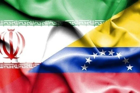 Quốc kỳ của Iran và Venezuela. Ảnh: IRNA/TTXVN