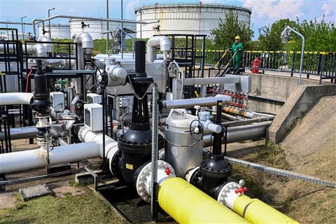 Trạm tiếp nhận của cơ sở lọc dầu Duna ở thị trấn Szazhalombatta (Hungary). (Ảnh: AFP/TTXVN)