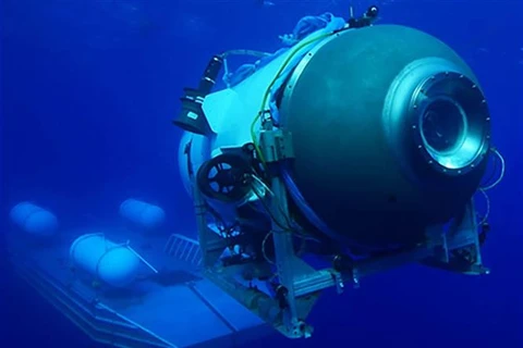 Tàu lặn Titan thuộc sở hữu của công ty tư nhân OceanGate - công ty chuyên vận hành và cung cấp dịch vụ thám hiểm đại dương. (Ảnh: AFP/TTXVN)