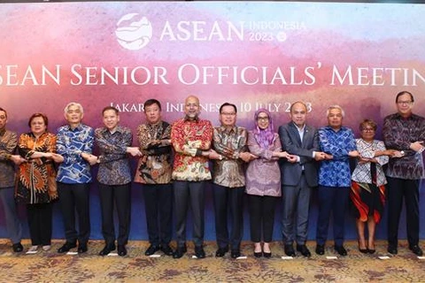 Các đại biểu tham dự cuộc họp Các Quan chức Cấp cao Hiệp hội các Quốc gia Đông Nam Á (SOM ASEAN) và Ban Điều hành Hiệp ước Khu vực Đông Nam Á không có vũ khí hạt nhân (SEANWFZ). (Ảnh: TTXVN phát)