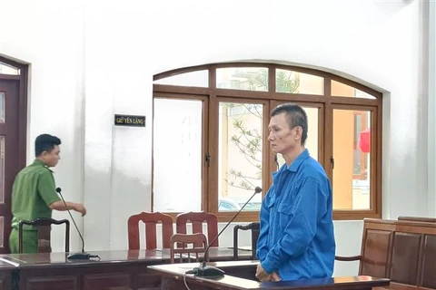 Bị cáo Nguyễn Thanh Tùng tại phiên tòa. (Ảnh: Lê Xuân/TTXVN)