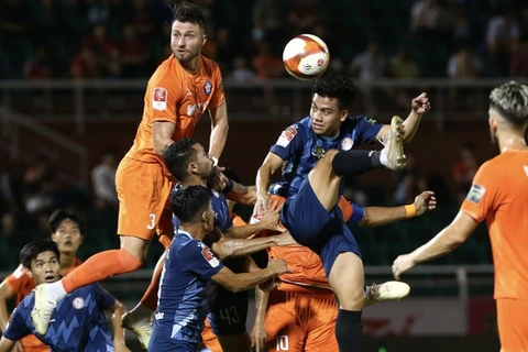 Câu lạc bộ Thành phố Hồ Chí Minh có bàn thắng duy nhất trước SHB Đà Nẵng trong trận đấu tối 27/3. (Nguồn: Người Lao Động)