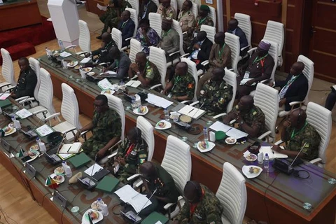 Cuộc họp của Ủy ban các Tư lệnh Quốc phòng Cộng đồng Kinh tế các Quốc gia Tây Phi về Niger ở Abuja (Nigeria) ngày 2/8/2023. (Ảnh: AFP/TTXVN)