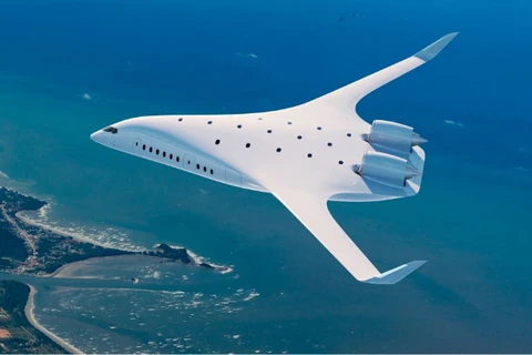 Một thiết kế máy bay thân cánh hỗn hợp của JetZero. (Nguồn: CNN/Ảnh chụp màn hình)