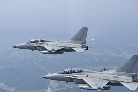 Máy bay huấn luyện TA-50, trong bức ảnh do Không quân Hàn Quốc cung cấp ngày 21/6/2023. (Nguồn: Yonhap)