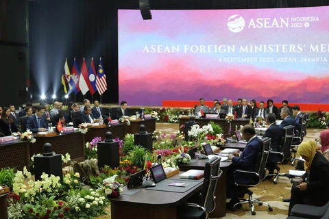 Hội nghị Bộ trưởng Ngoại giao ASEAN tại Jakarta (Indonesia), ngày 4/9/2023. (Ảnh: Hữu Chiến/TTXVN)